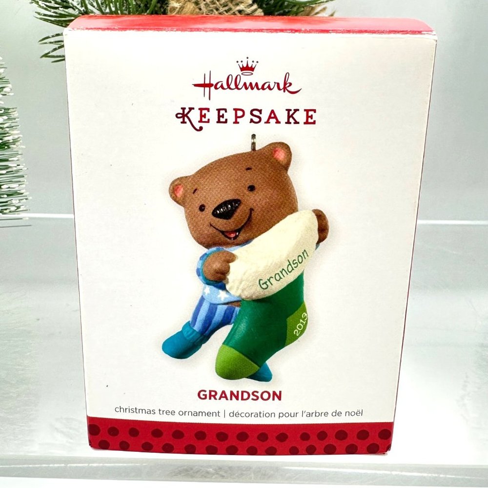 Hallmark Keepsake Ornament Grandson 2013 Bear Stocking Christmas Holiday